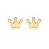 9K Yellow Gold Crown Stud Earrings