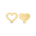 9K Yellow Gold Heart Stud Earrings