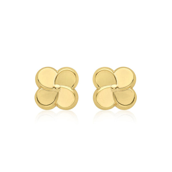 9K Yellow Gold 7.5mm Flower Stud Earrings