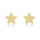 9K Yellow Gold Diamond Cut 'Star' Stud Earrings