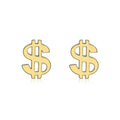9K Yellow Gold Dollar Sign Stud Earrings