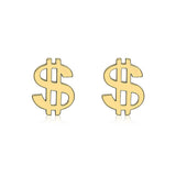 9K Yellow Gold Dollar Sign Stud Earrings