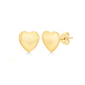9K Yellow Gold 3D Polished Heart Stud Earrings