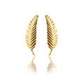 9K Yellow Gold Diamond Cut Leaf Stud Earrings