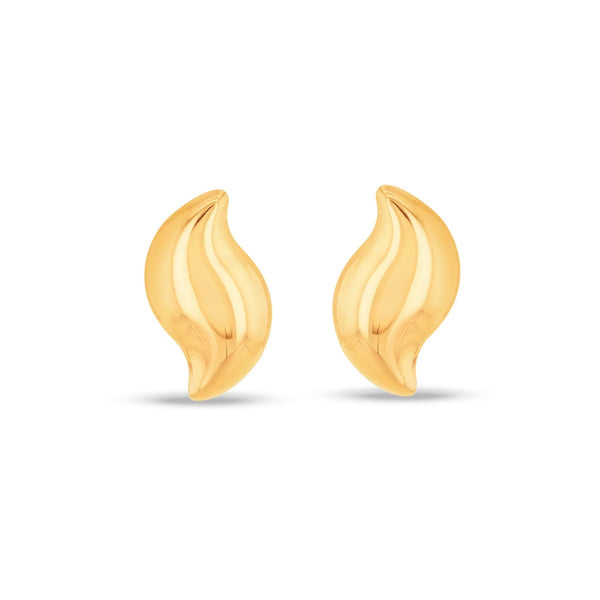9K Yellow Gold Wave Stud Earring