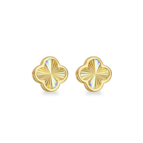 9K Yellow Gold Rainbow Petal Stud Earrings