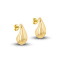 9K Yellow Gold Large Teardrop Stud Earring