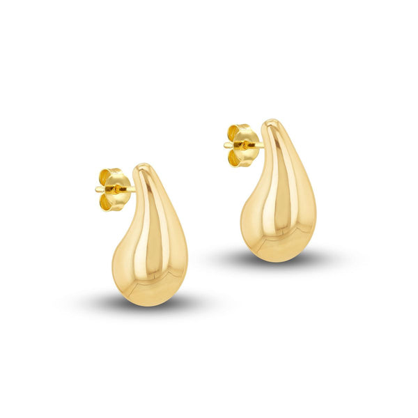 9K Yellow Gold Large Teardrop Stud Earring