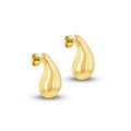 9K Yellow Gold Flat Back Teardrop Stud Earring