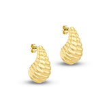 9K Yellow Gold Large Shell Teardrop Stud Earring