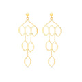 9K Yellow Gold 50mm Honeycomb Drop Stud Earrings