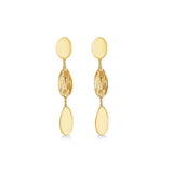 9K Yellow Gold Polished & Satin Stud Drop Earrings