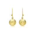 9K Yellow Gold Diamond Cut Ball Drop Earrings