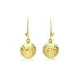9K Yellow Gold Diamond Cut Ball Drop Earrings