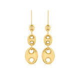 9K Yellow Gold Graduated Rambo & Oval Link Chain Drop Earrin