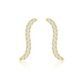 9K Yellow Gold Cubic Zirconia Wave Stud Earring