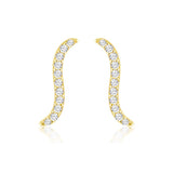9K Yellow Gold Cubic Zirconia Wave Stud Earring