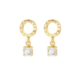 9K Yellow Gold Circle with CZ Drop Stud Earrings