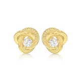 9K Yellow Gold Cubic Zirconia Knot Stud Earrings