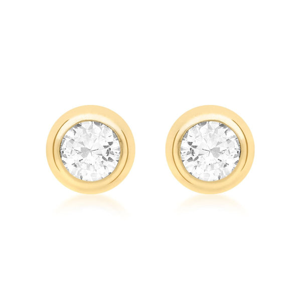 9K Yellow Gold Cubic Zirconia Doughnut Stud Earrings