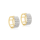 9K Yellow Gold CZ Triple Row Hoop Earrings