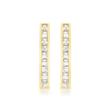9K Yellow Gold Cubic Zirconia Bar Drop Earrings