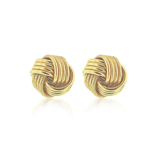 9K Yellow Gold Polished & Textured Knot Stud Earrings