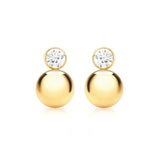 9K Yellow Gold 5mm CZ & 9mm Ball Drop Earrings