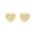 9K Yellow Gold Cubic Zirconia Heart Stud Earrings