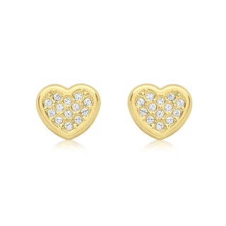 9K Yellow Gold Cubic Zirconia Heart Stud Earrings