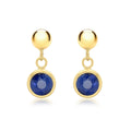 9K Yellow Gold Blue Crystal & Ball Drop Earrings