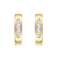 9K Yellow Gold Channel Set Cubic Zirconia Stud Earrings