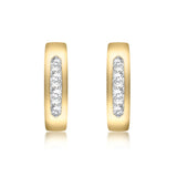 9K Yellow Gold Channel Set Cubic Zirconia Stud Earrings