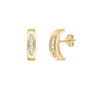 9K Yellow Gold Channel Set Cubic Zirconia Stud Earrings