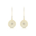 9K Yellow Gold Cubic Zirconia Cutout-Disc Drop Earrings