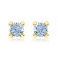 9K Yellow Gold Sky Blue Cubic Zirconia Stud Earrings
