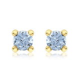 9K Yellow Gold Sky Blue Cubic Zirconia Stud Earrings