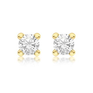 9K Yellow Gold White Cubic Zirconia Stud Earrings