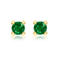 9K Yellow Gold Dark Green Cubic Zirconia Stud Earrings