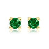 9K Yellow Gold Dark Green Cubic Zirconia Stud Earrings