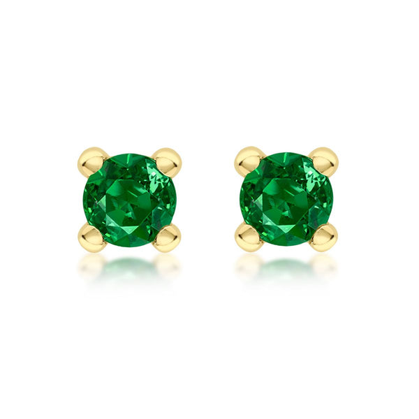 9K Yellow Gold Dark Green Cubic Zirconia Stud Earrings
