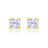 9K Yellow Gold Lilac Cubic Zirconia Stud Earrings