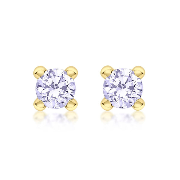 9K Yellow Gold Lilac Cubic Zirconia Stud Earrings