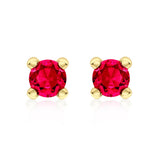9K Yellow Gold Magenta Cubic Zirconia Stud Earrings