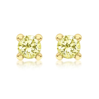 9K Yellow Gold Light Yellow Cubic Zirconia Stud Earrings