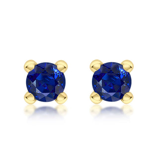 9K Yellow Gold Dark Blue Cubic Zirconia Stud Earrings
