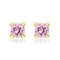 9K Yellow Gold Pink Cubic Zirconia Stud Earrings
