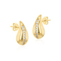 9K Yellow Gold Cubic Zirconia Teardrop Stud Earrings