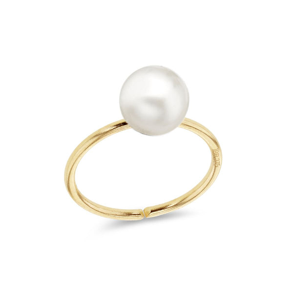 9K Yellow Gold Round Freshwater Pearl Labret Stud Earring