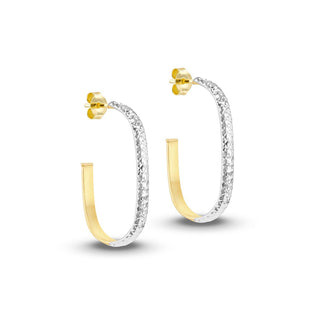 9K 2-Colour Gold Diamond Cut Half Hoop Earrings
